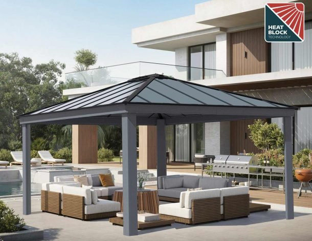 Dallas 14 ft. x 16 ft. Gazebo Kit - Grey Structure - Rathwood Store