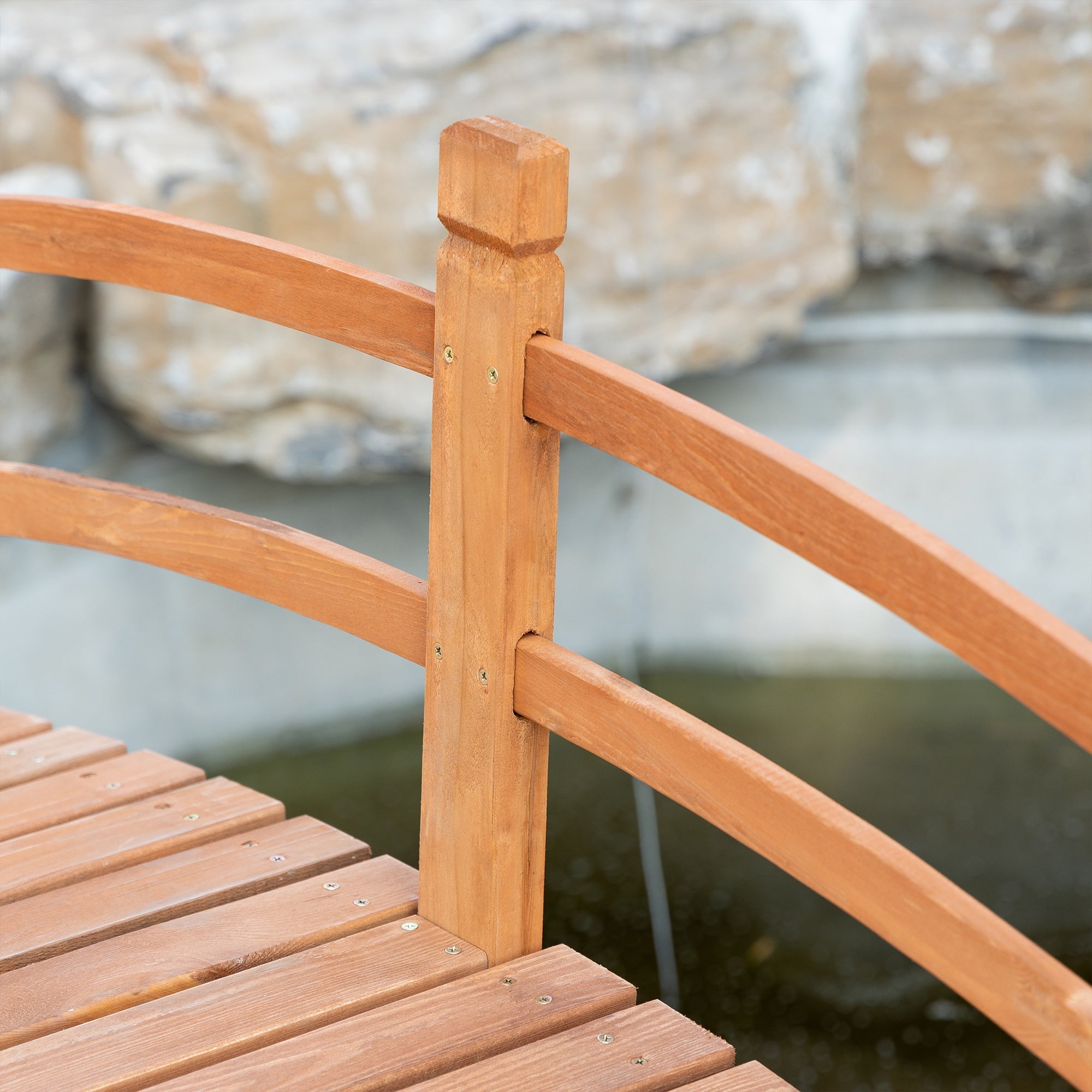 Garden Bridge 185m with Railing, 200kg Solid Wood