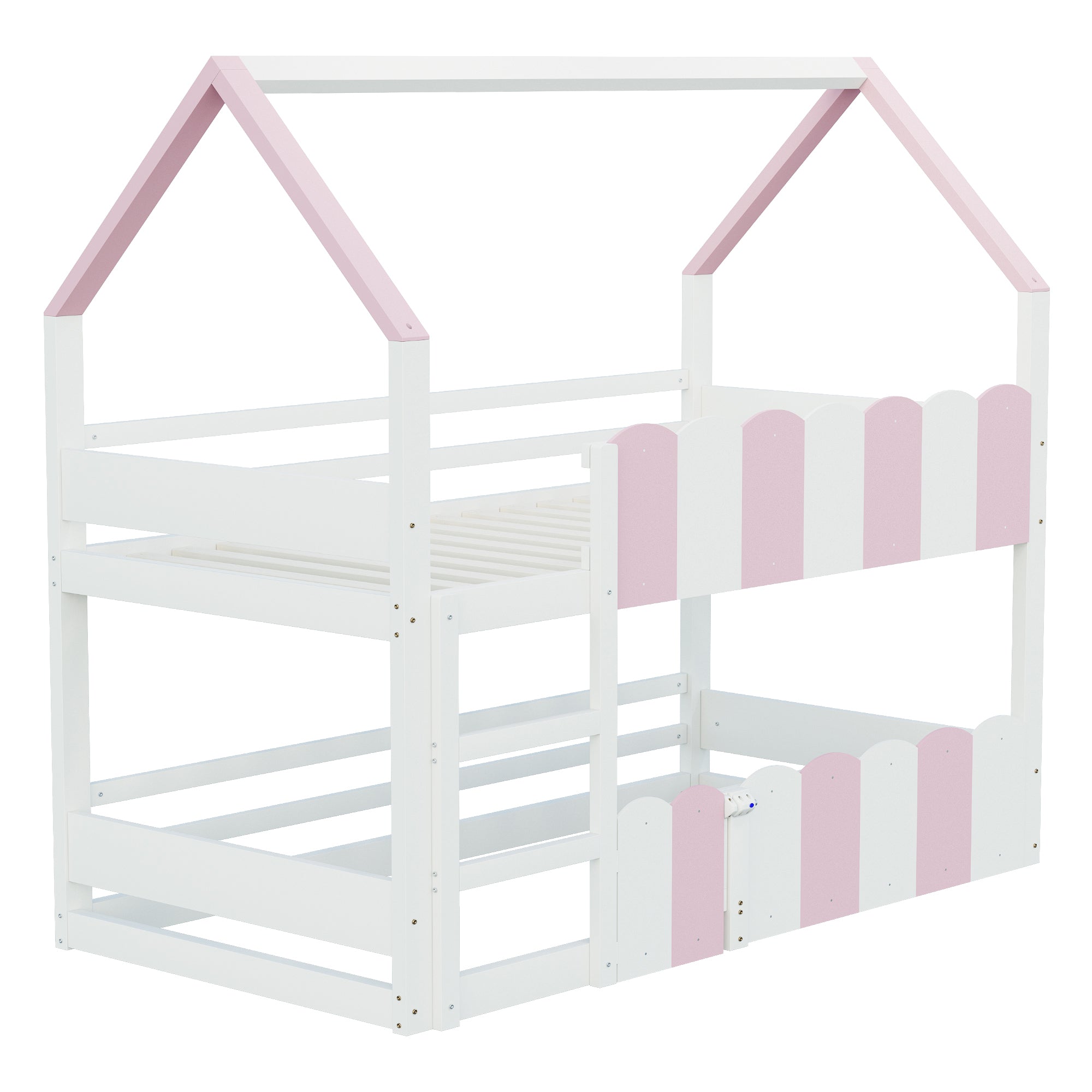 Children's Bunk Bed House-Shaped 90x200 cm Safety Rails Pink
