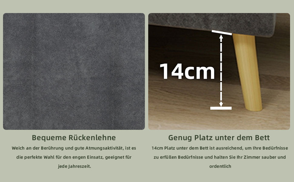 Modern Minimalist Bed Frame - 160x200 cm, Low-Profile, Grey Dutch Velvet