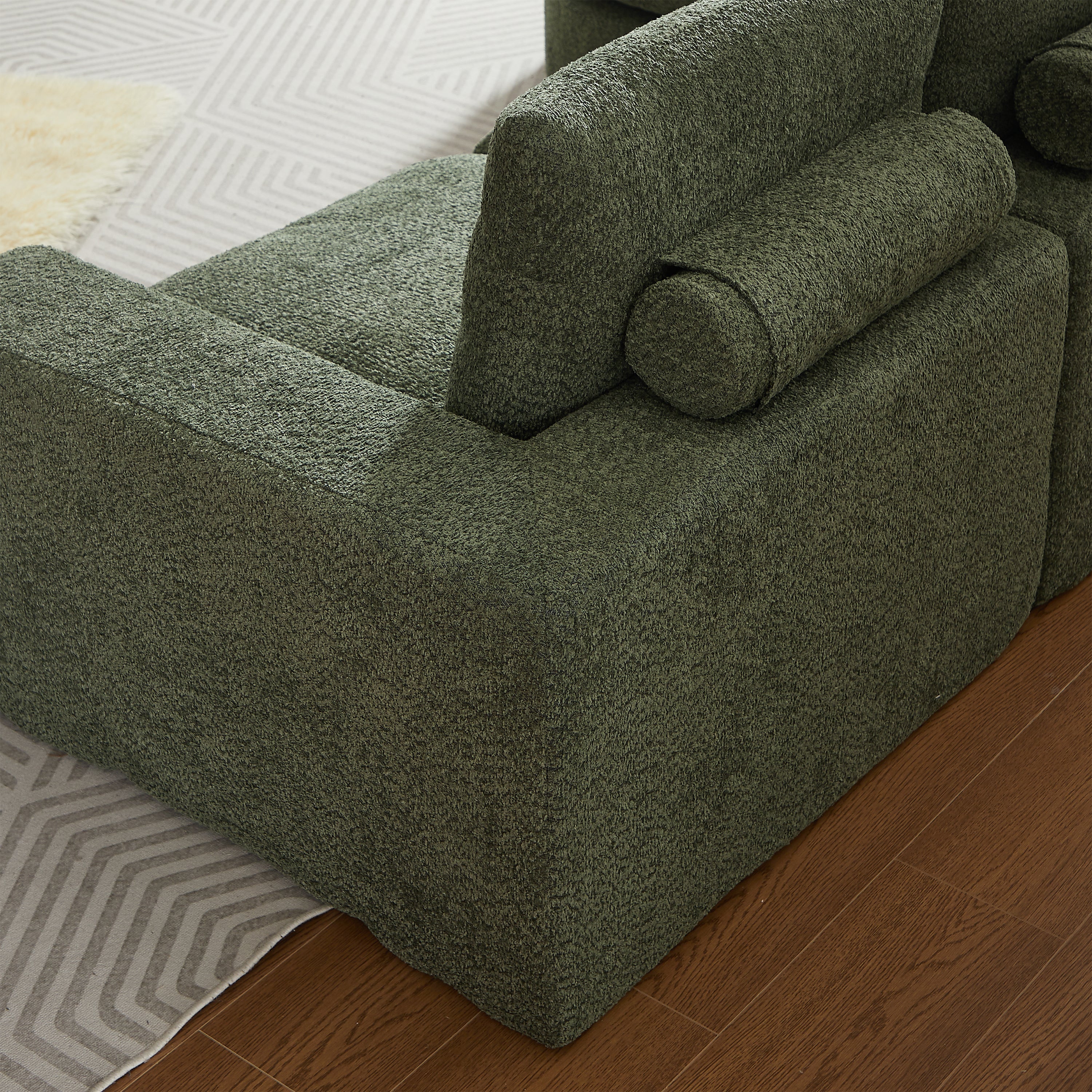 Chenille Sofa Modular L-Shaped Chaise Lounge - No Assembly