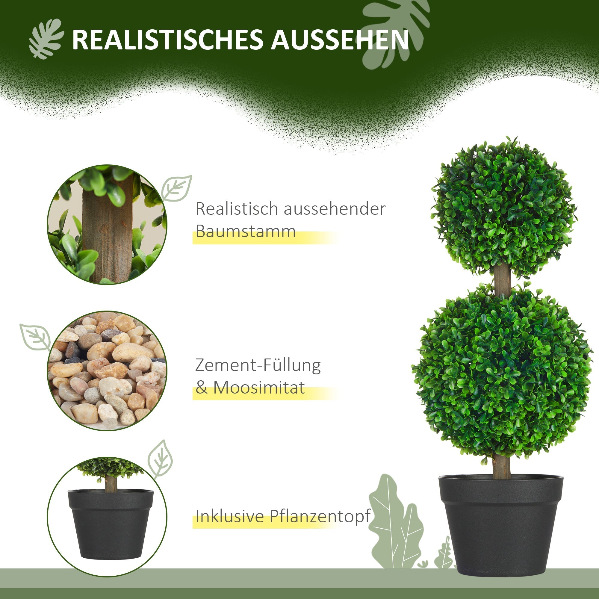 Artificial Plants Boxwood 60cm Double Ball UV-resistant Green