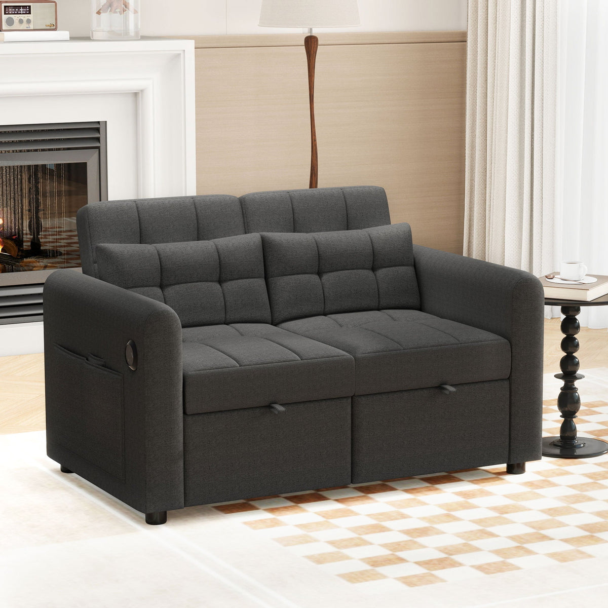 Loveseat Sofa 3-in-1 Pull-out Adjustable Backrest USB Modern Design