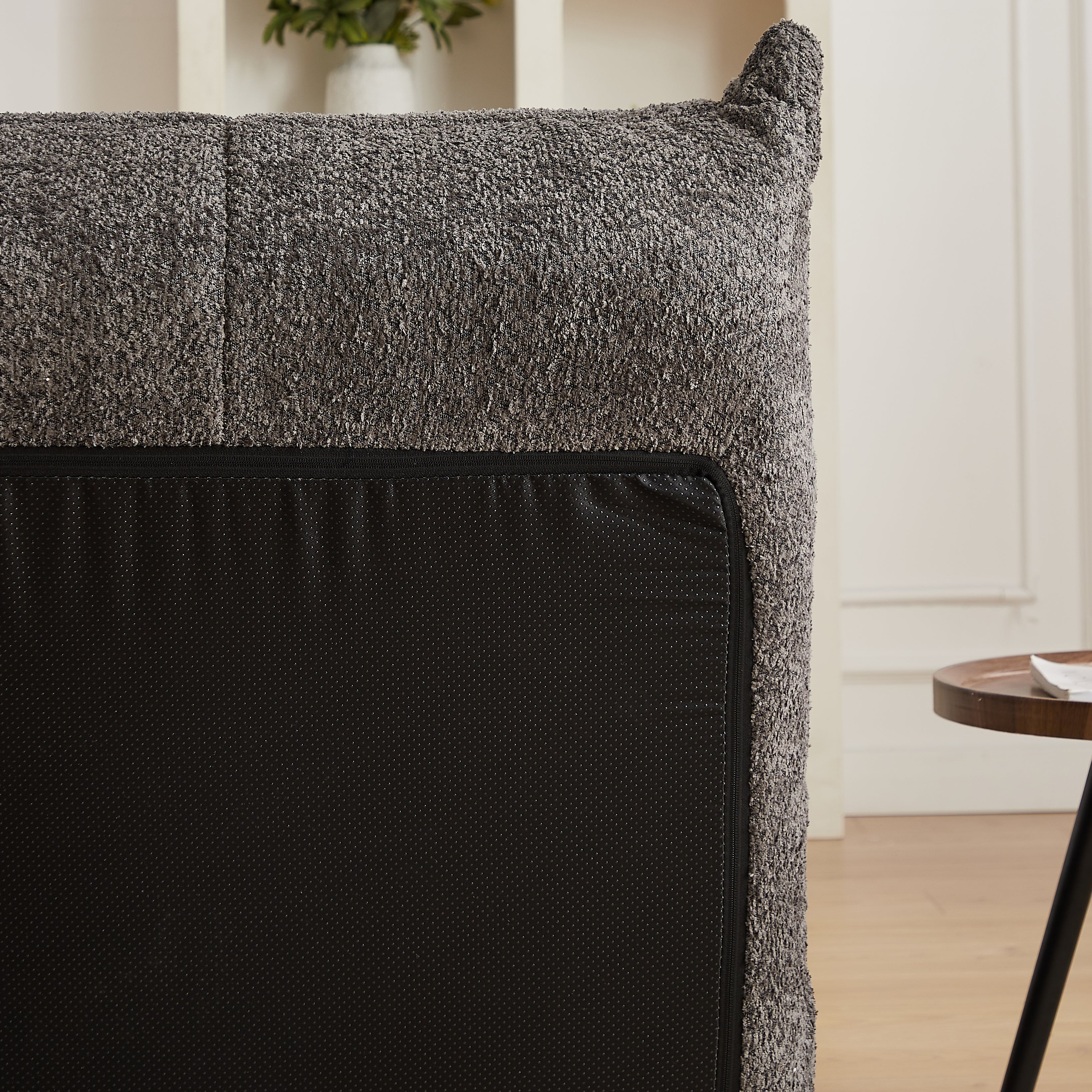 Togo Sofa with Footrest, Armless Floor Lounge Chair with Memory Foam, Chenille