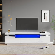 TV Stand Cabinet, High Gloss with LED Lights, 160CM, 3 Drawers, 3 Open Storage, White