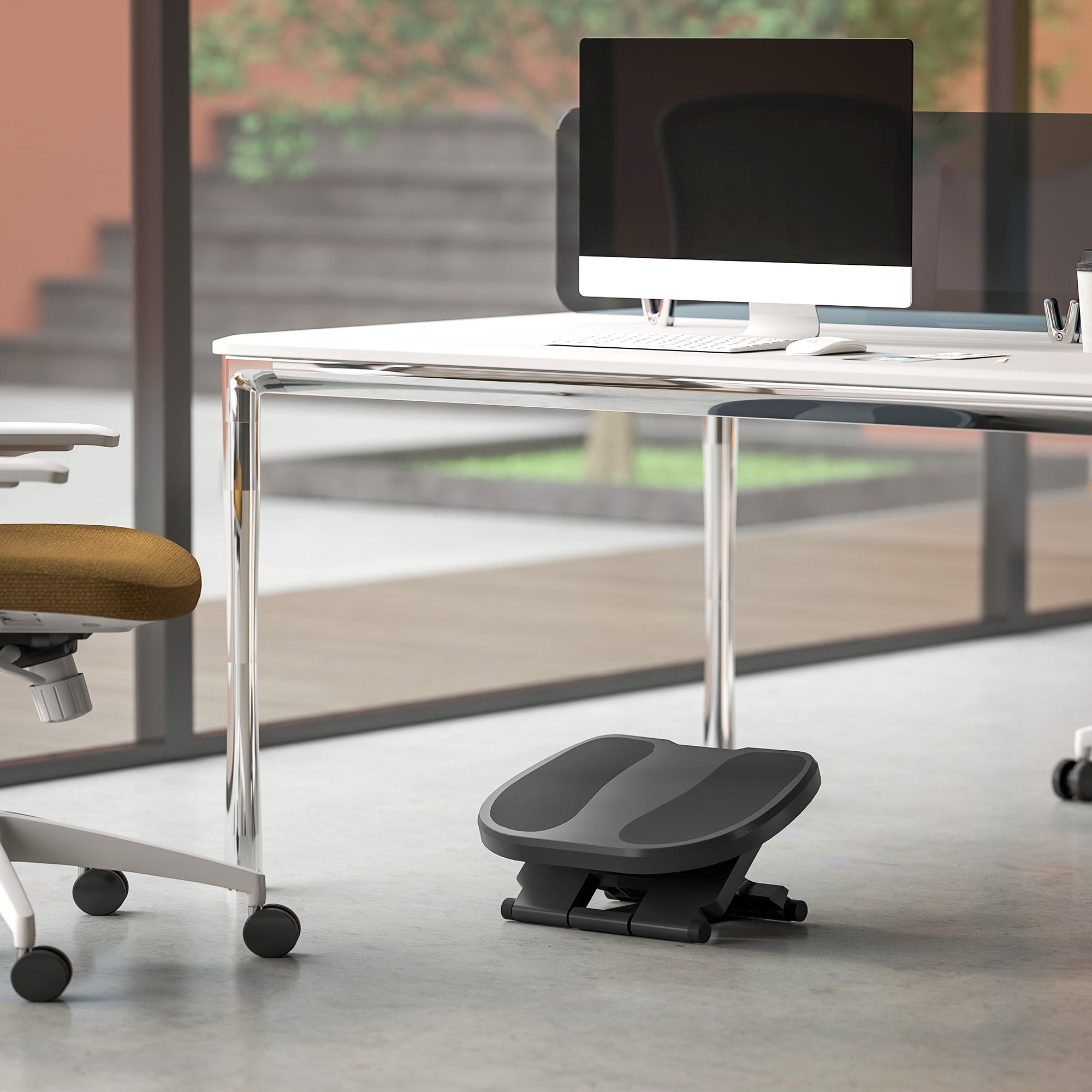 Desk Footrest, 3-Level Height Adjustable Ergonomic, Grey