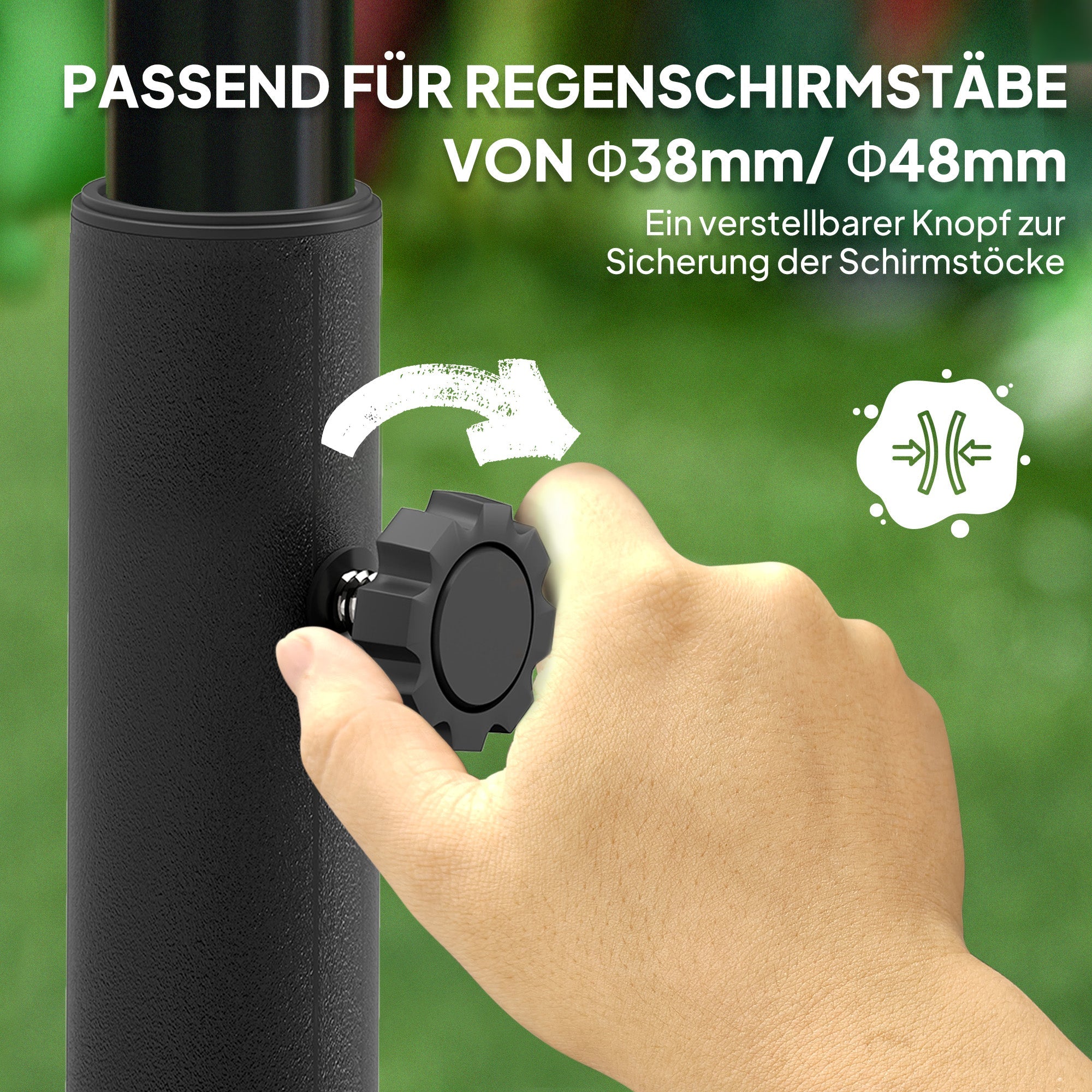 Parasol Base, Fillable 25kg, With Wheels, For Ø38/48 mm, Black