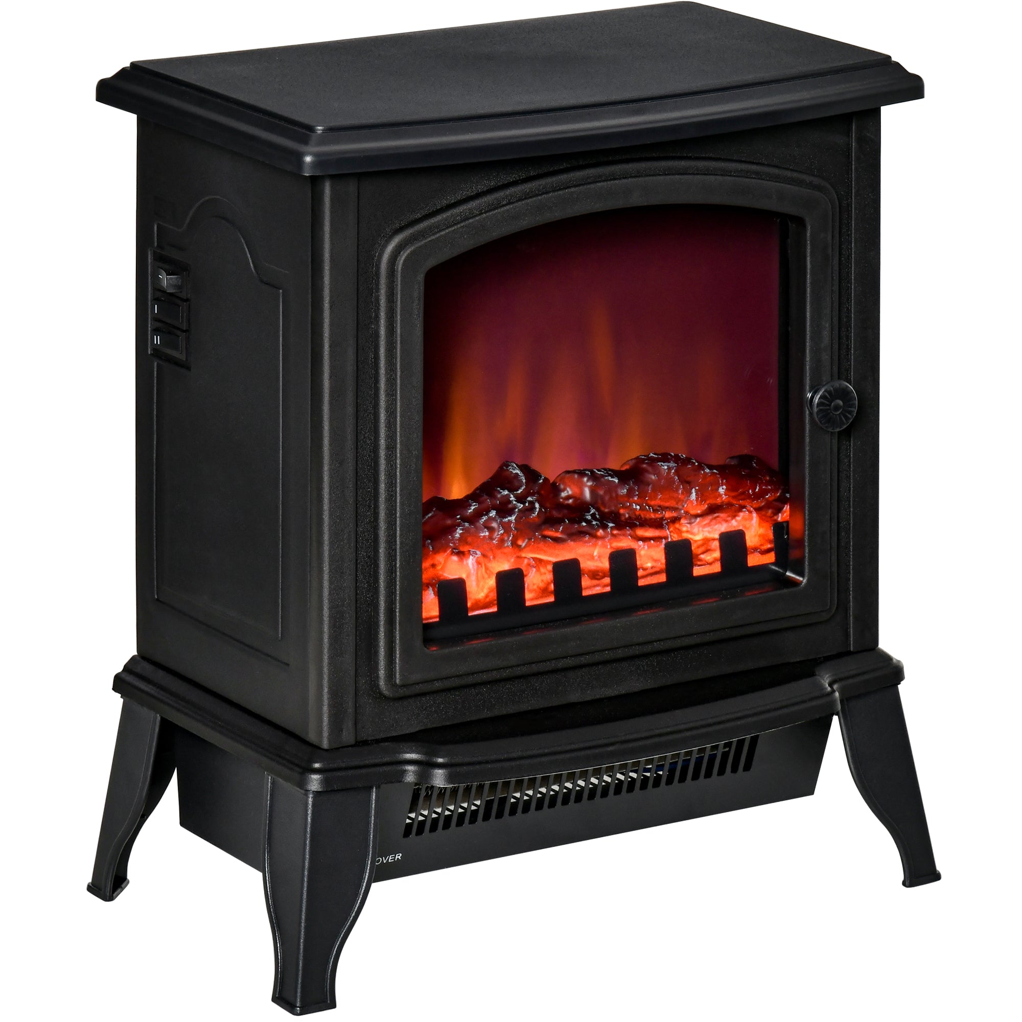 Electric Fireplace, LED Flame Effect, 2000W, Metal, Black