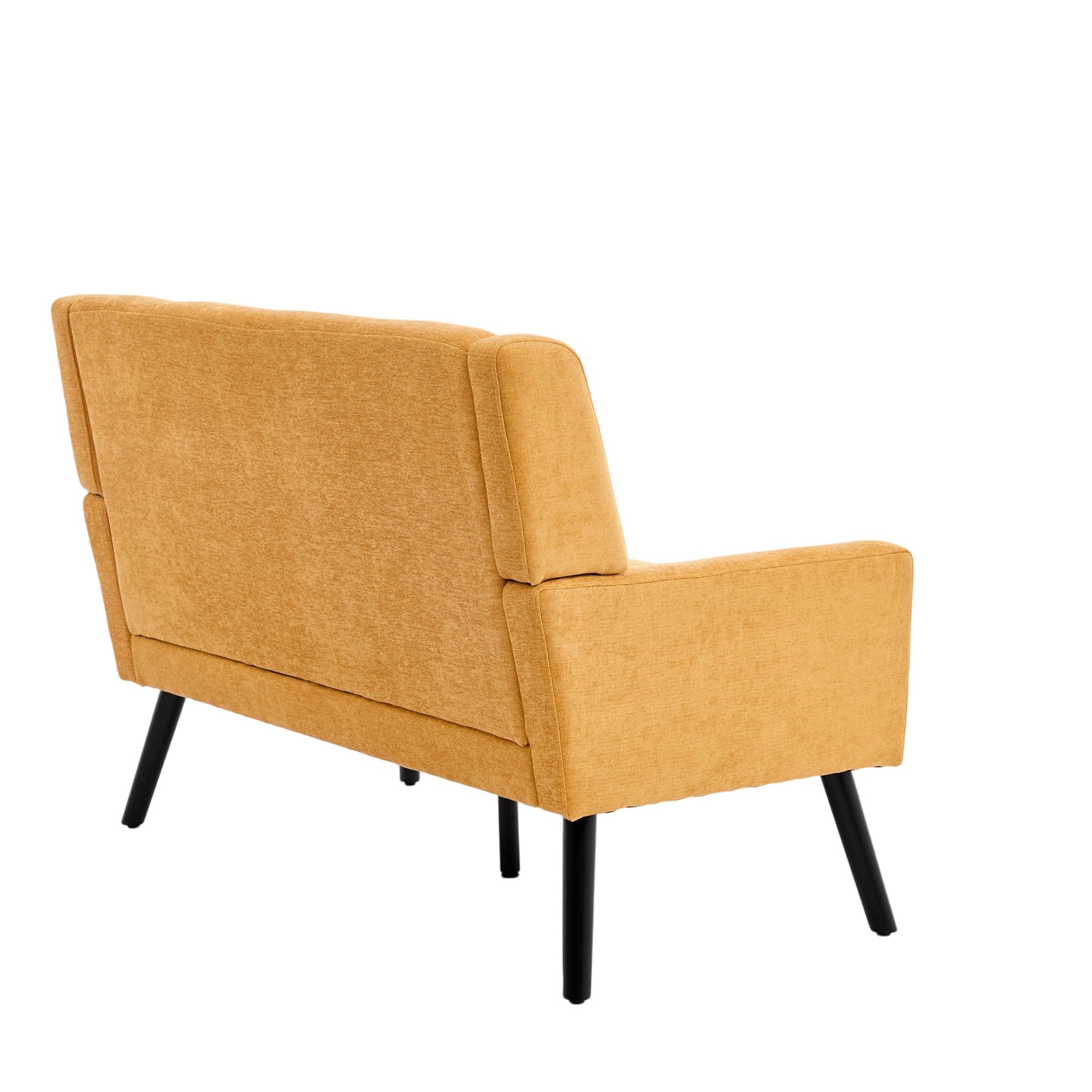 Premium Linen Bench with 2-Seater Tufted Design and Solid Wood Legs, Natural Linen Tone