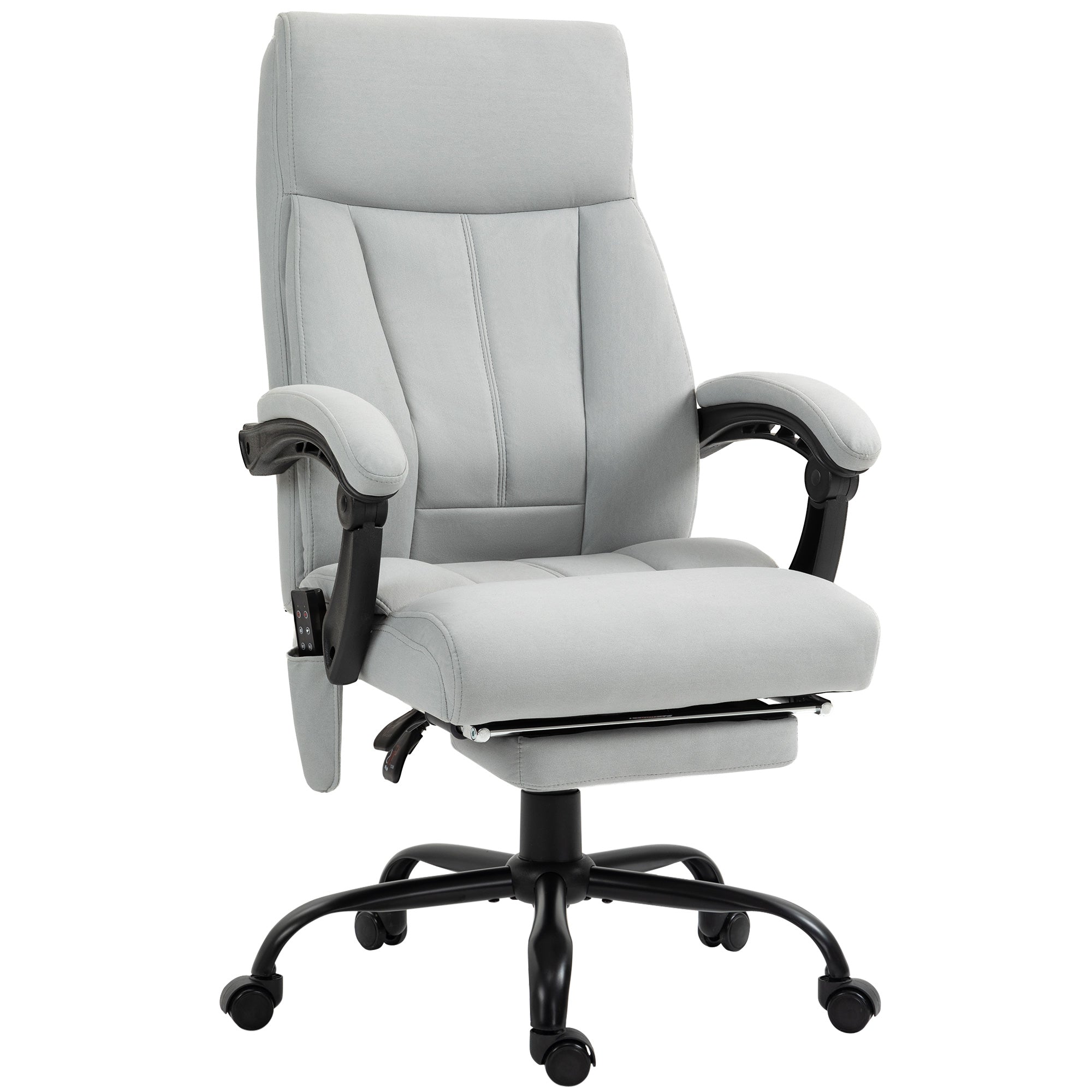 Vinsetto Massage Office Chair, Reclining Ergonomic Footrest, Light Grey
