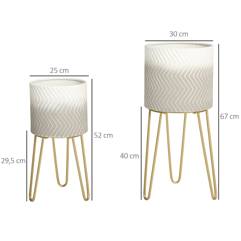 Flower Pots Set of 2 Plant Stands Metal