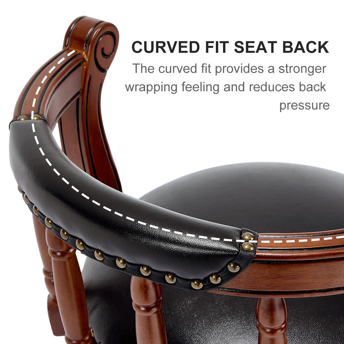 Cow Top Leather Bar Stools 360° Swivel with Backs Bar/Counter Height - Wooden/Leather