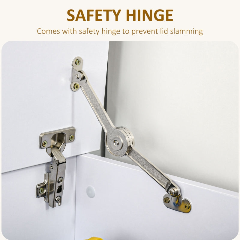 113L Storage Chest with Flip-Top Lid and Safety Hinges, White