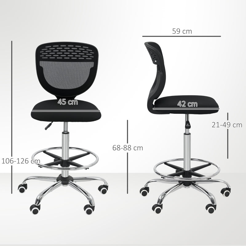 Vinsetto Office Chair, Height-Adjustable Upholstered, Black