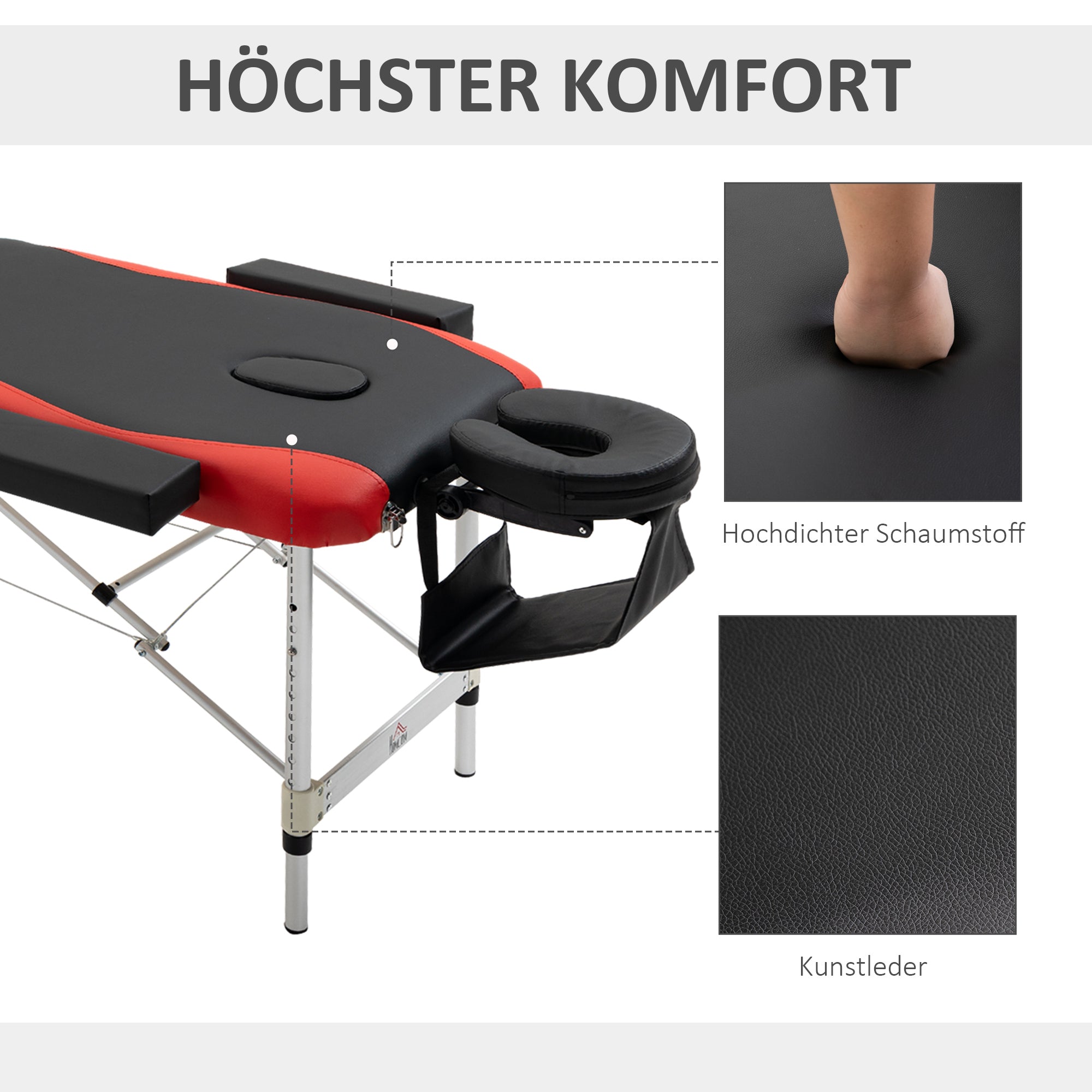 Massage Table Foldable Height-Adjustable 215x60cm Aluminum & Foam