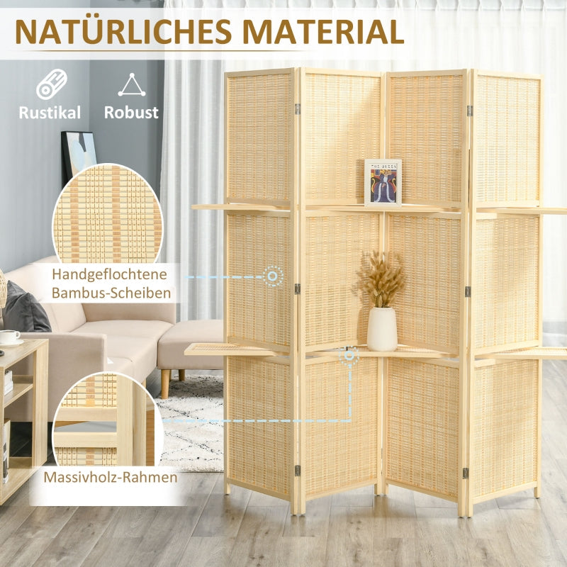 Bambus Raumteiler, 2 Regale, klappbar, Natur