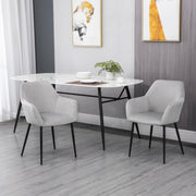 Dining Chairs Set of 2 Upholstered Backrest Steel Legs, Light Gray Velvet Look