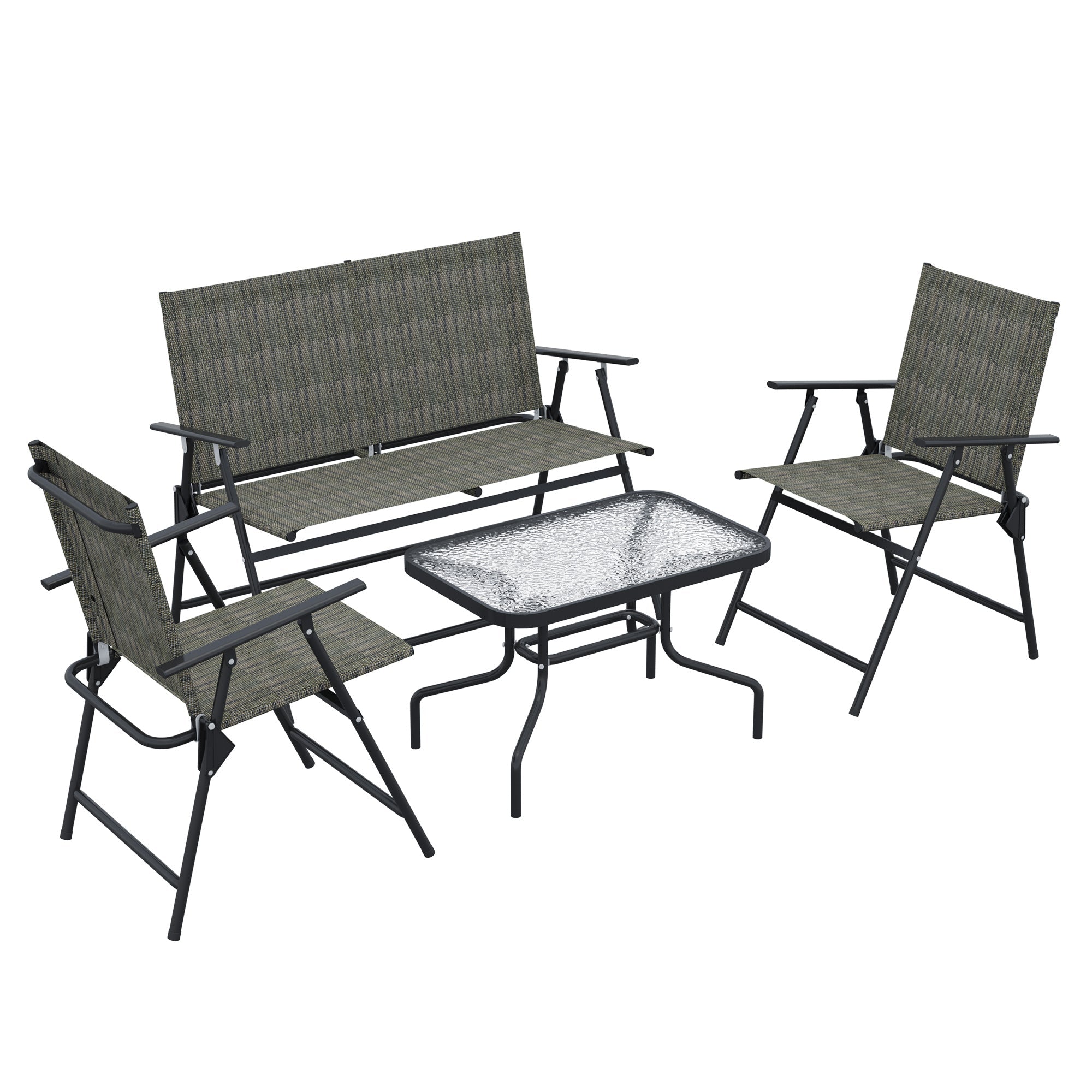 Four-Piece Garden Sofa Set, Metal, Mixed Brown