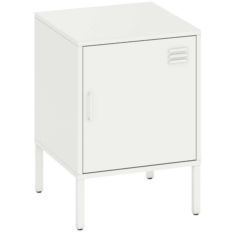 Steel Bedside Table Adjustable Shelf - White