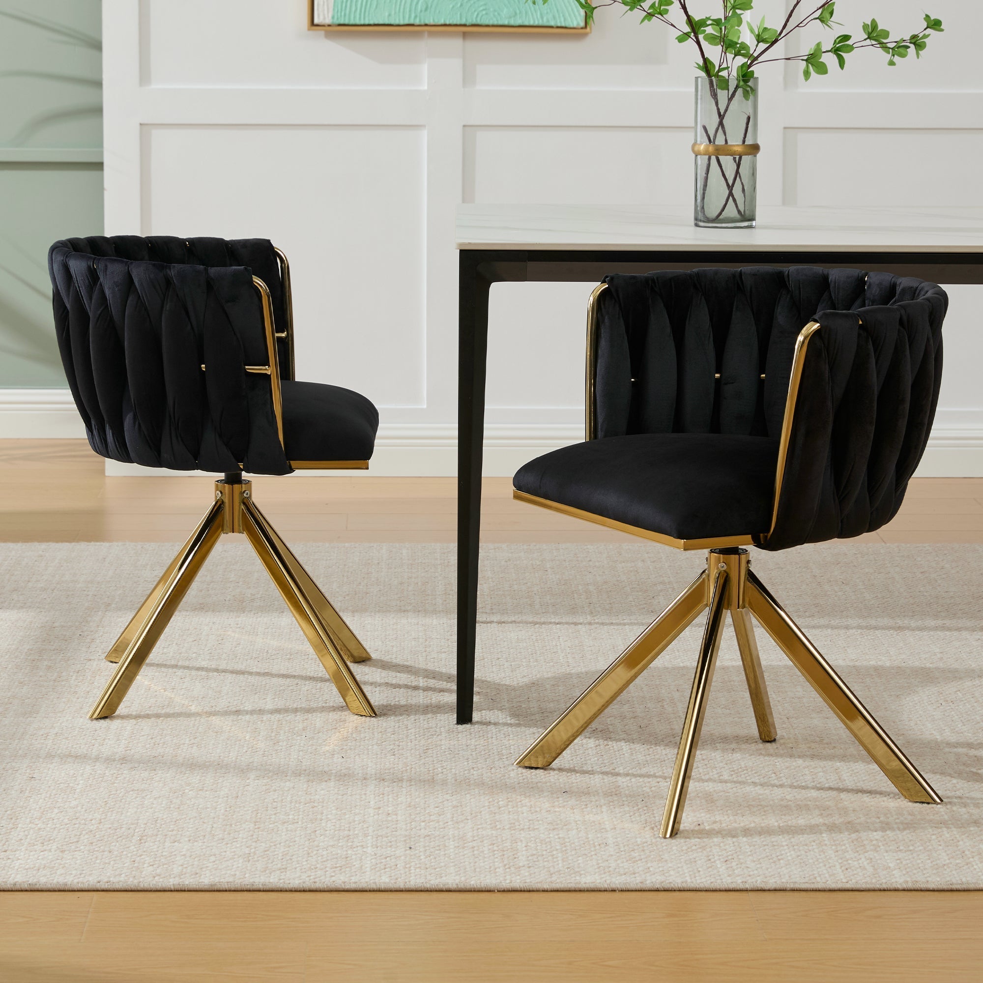 Velour Armchair, Swivel, Heavy-Duty Metal Frame (Set of 2)