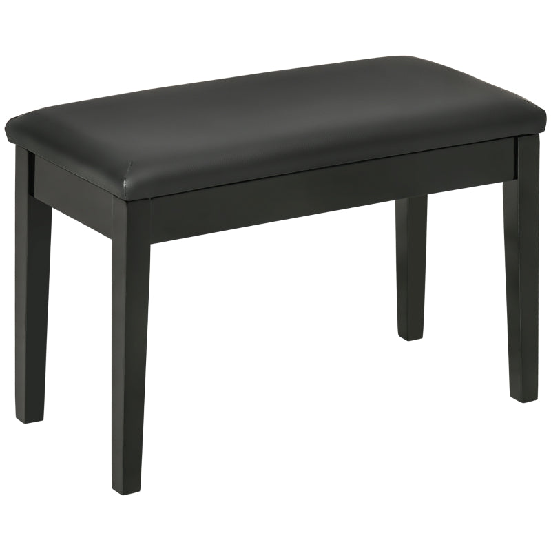 Classic Piano Bench Stool, Padded with Storage, Black PU Leather
