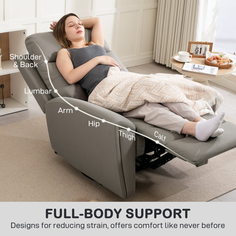 Recliner Armchair, Manual Reclining with Adjustable Leg Rest, Microfibre Grey