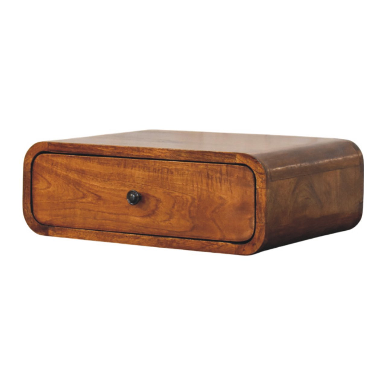 Solid Wood Avora Wall-Mounted 1 Drawer Nightstand, Dark Brown