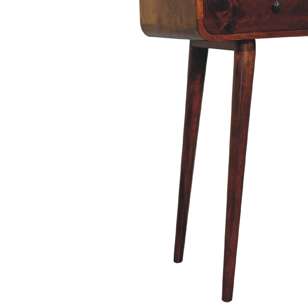 Solid Wood Curved Hallway Table, 2 Drawers, Chestnut/Dark Brown