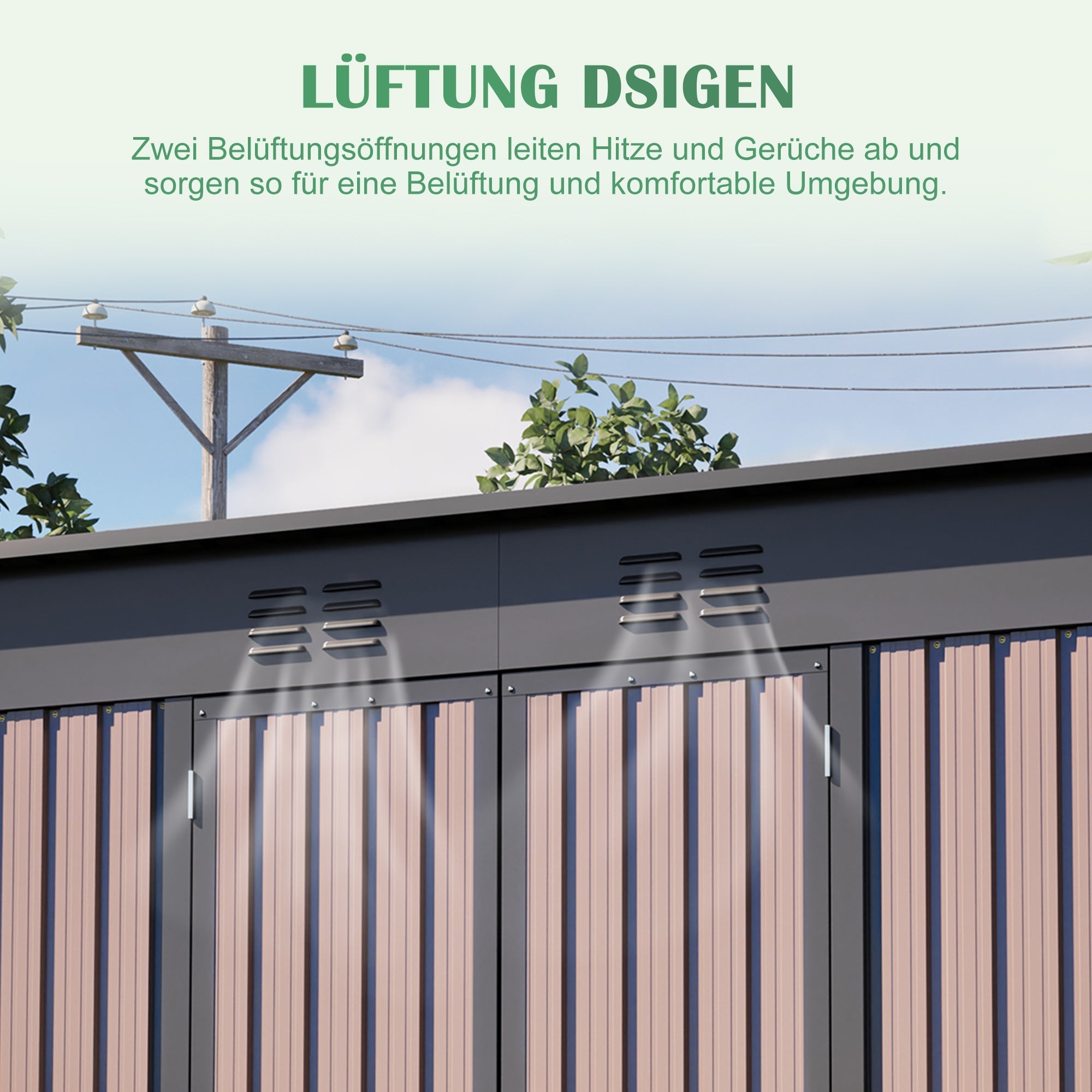 Rathwood 8x4 FT Metal Garden Shed with Foundation and Weatherproof Design, Brown Metal