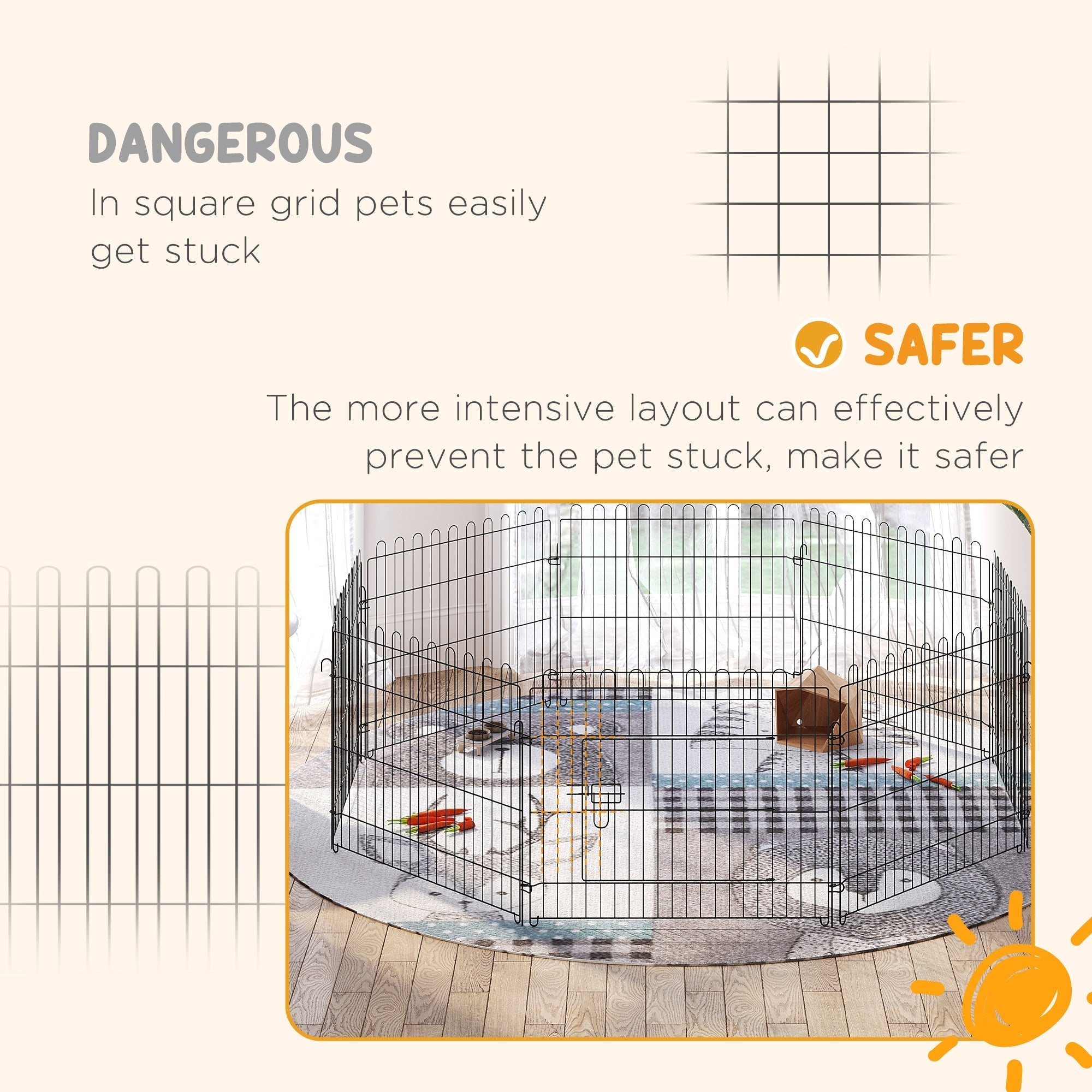 Puppy Run, Flexible Fence Playpen, 5 Sizes, Metal