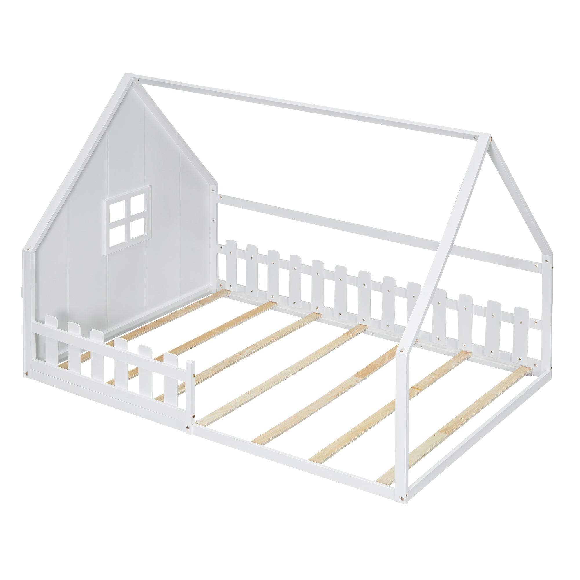 Flatbed 140x200cm House Rail Railing - White Pine