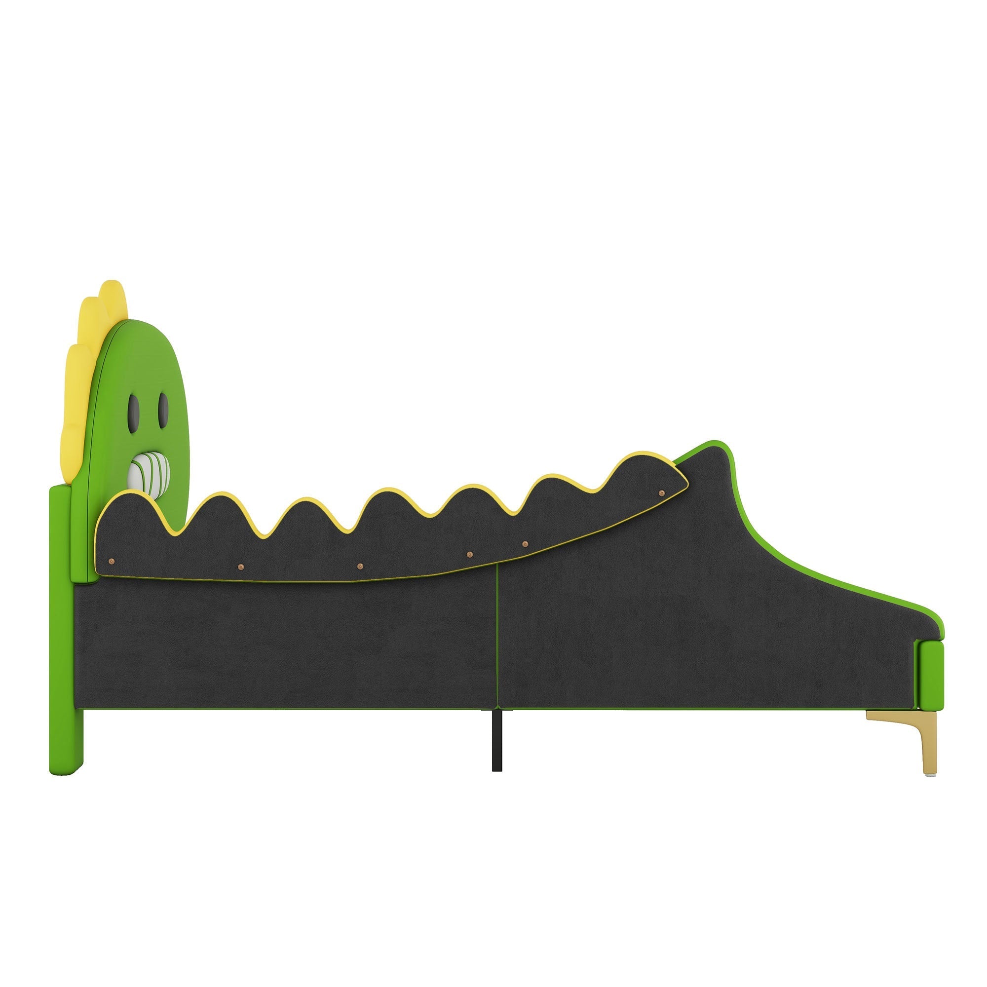 Children's Bed 90x200cm Dinosaur Shape Flat - Green PU