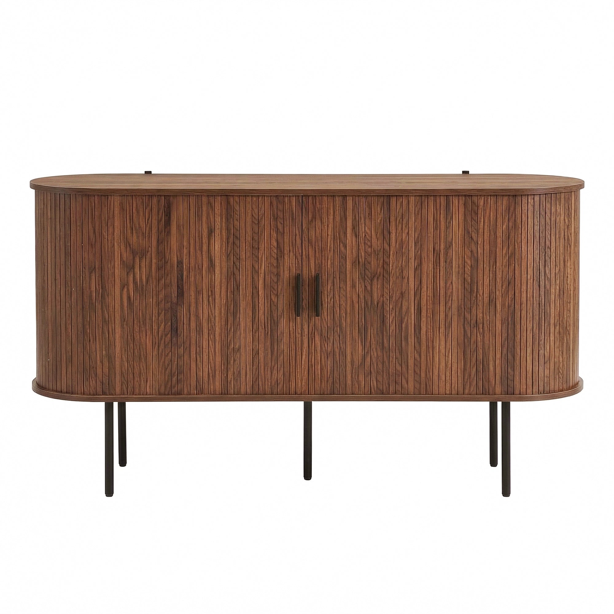Modern Sideboard with Roll-up Doors and Iron Legs, MDF