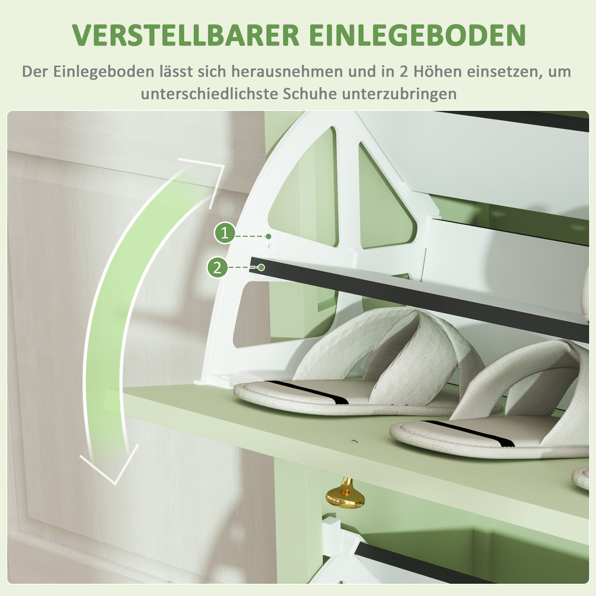 Shoe Cabinet with 2 Doors, Drawer, 12 Pairs, Green