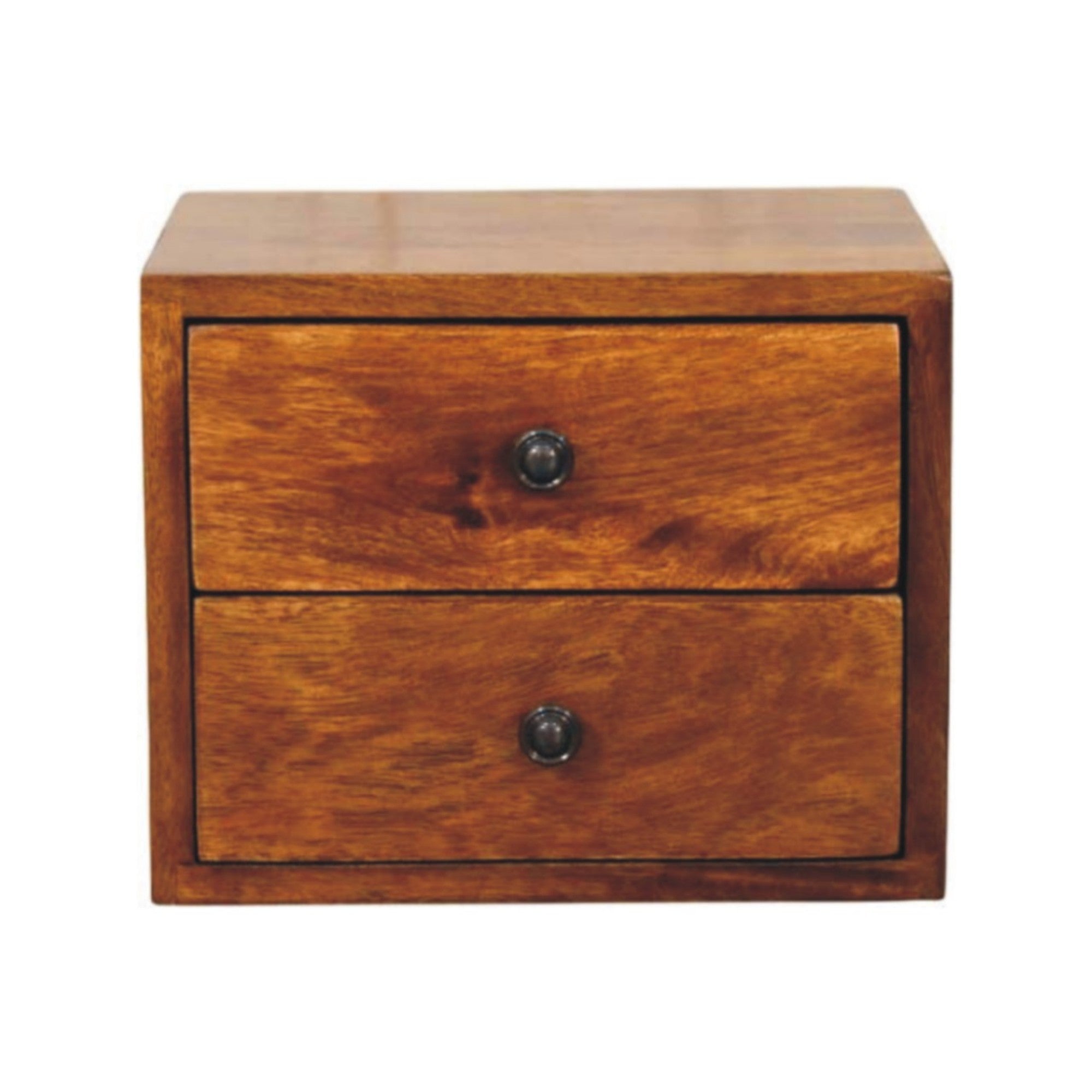 Solid Wood Solis Wall Mounted Nightstand with 2 Drawers, Dark Brown