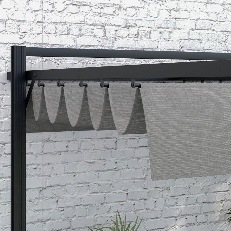 3 x 3(m) Retractable Pergola Garden Gazebo Shelter Aluminium Frame Dark Grey
