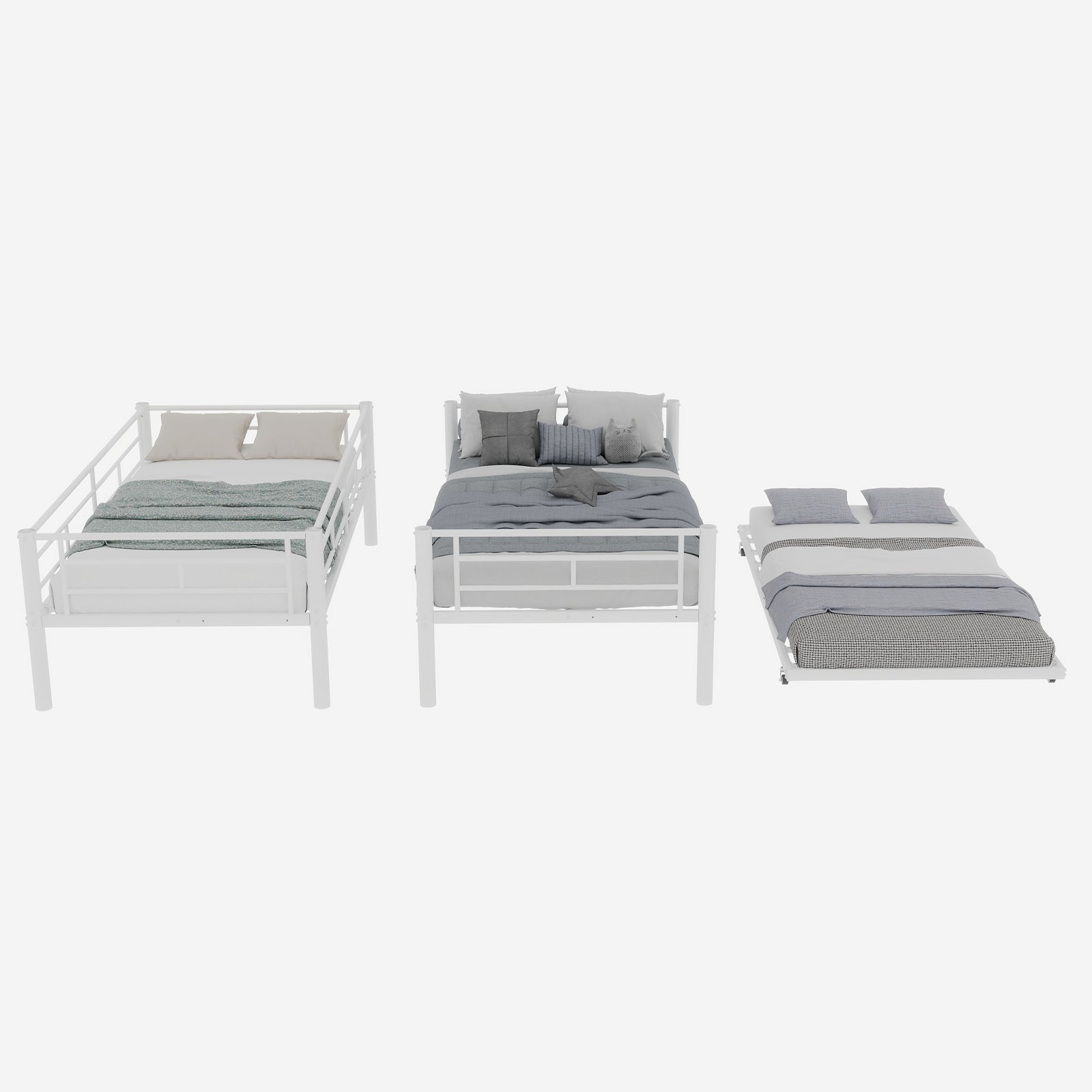 Meta Twin over Twin Bunk Bed, Heavy-Duty Stable Low Noise Safety Railing, Metal