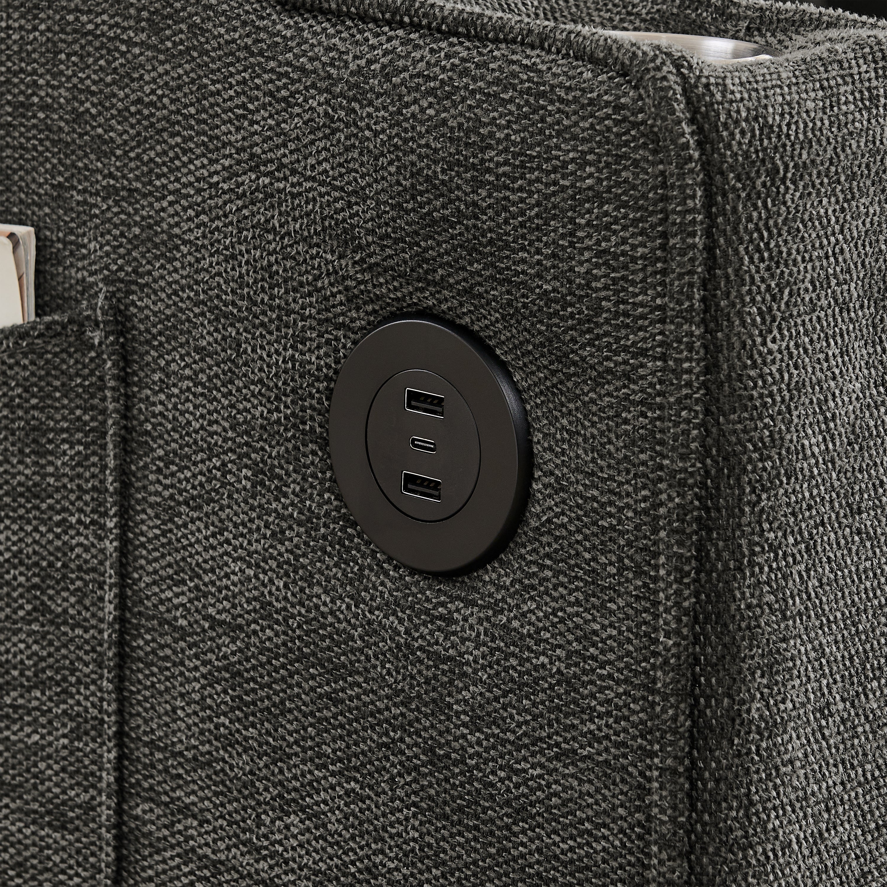 3-in-1 Sofa Bed Slide-to-Transform USB Charging - Gray