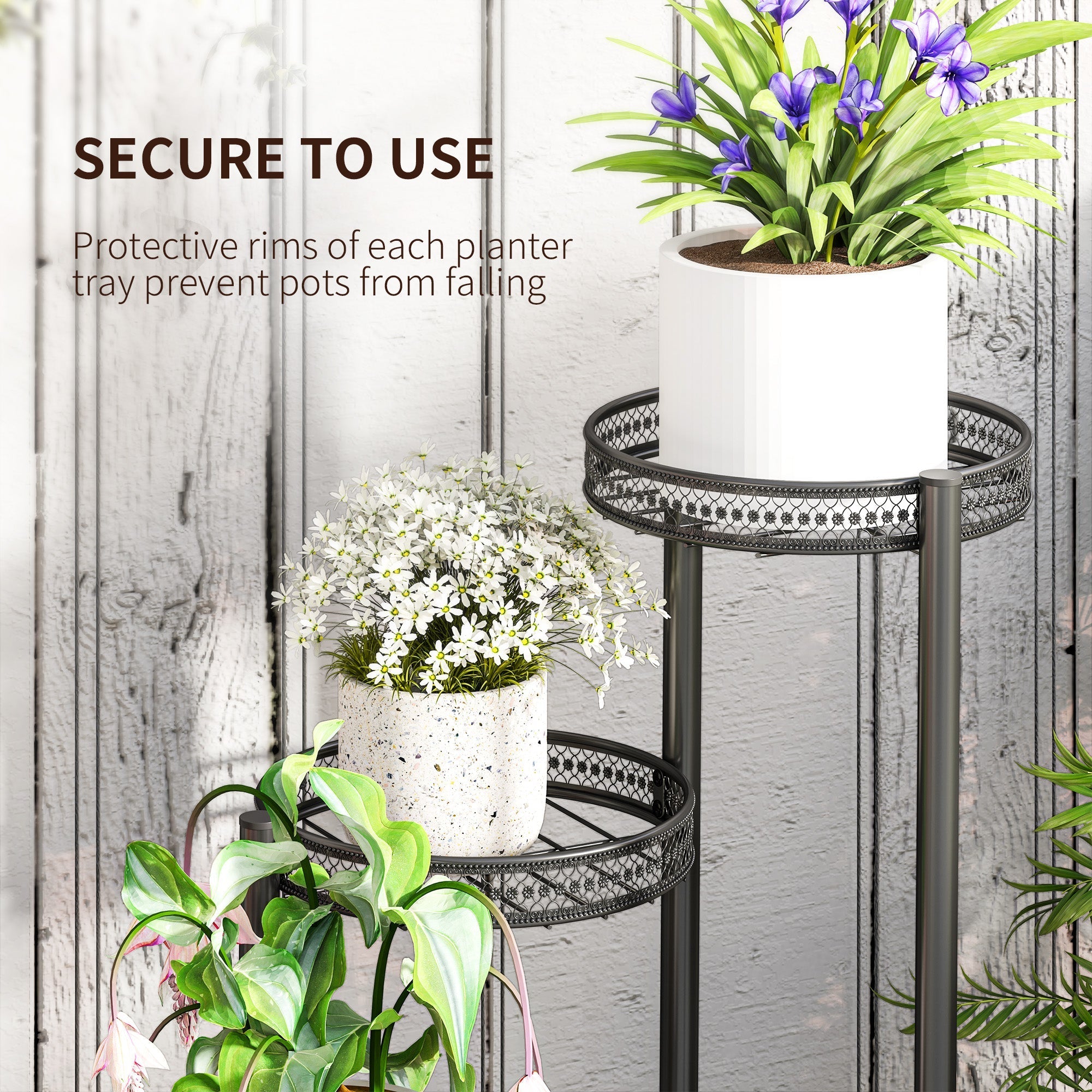 Plant Stand, Four-Tier Steel, Black