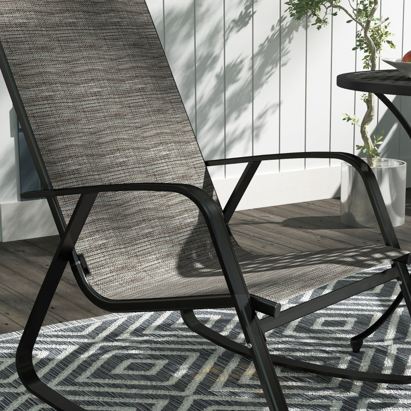 Rocking Garden Chair Gentle Motion Quick-Dry Texteline Brown