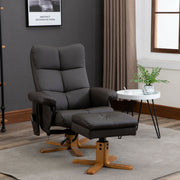 Relaxliege, Massagesessel mit Fußhocker 145° Neigung, 10 Vibrationspunkte, Kunstleder Braun