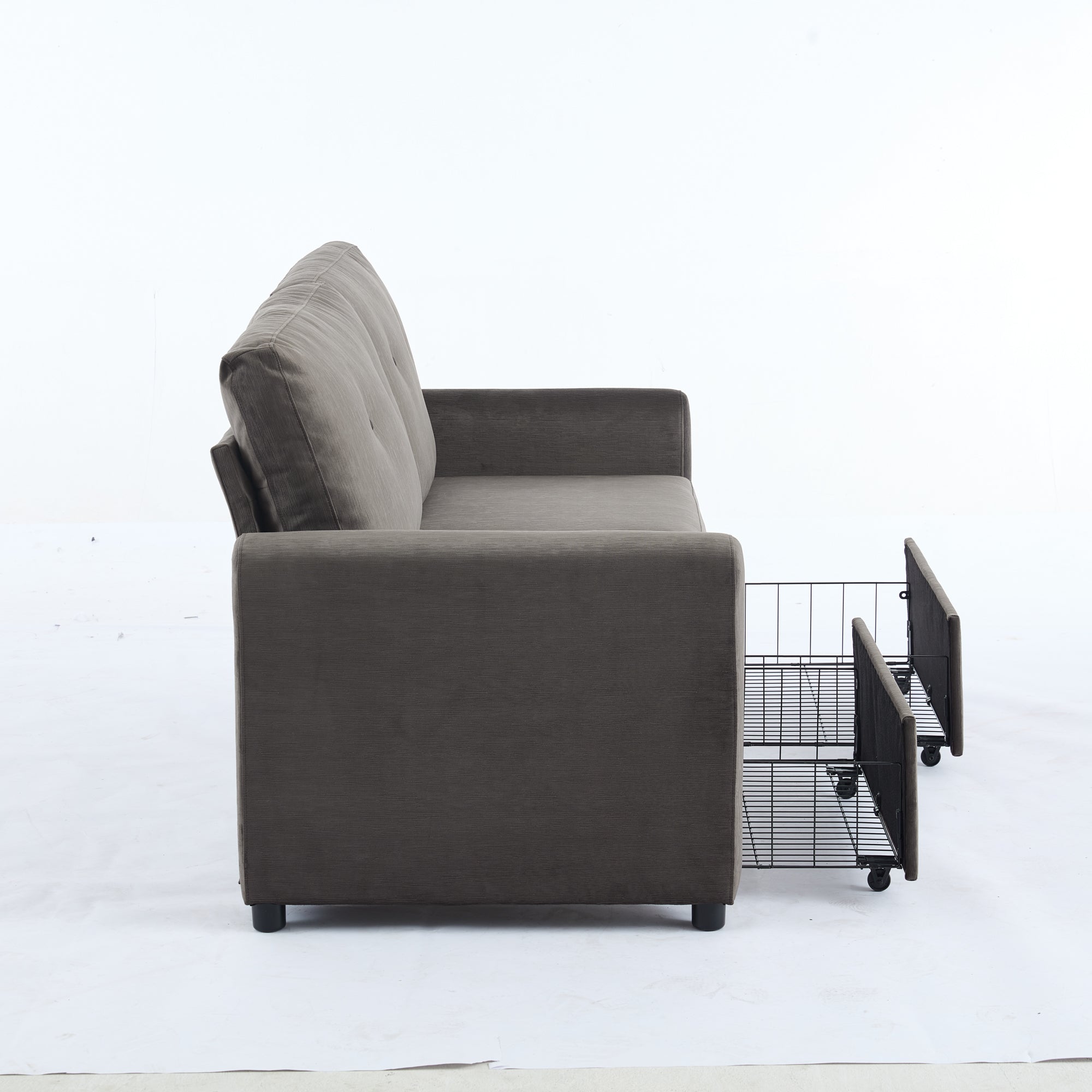 Sofa, 2-seater with Drawer Storage Function, Dark Grey