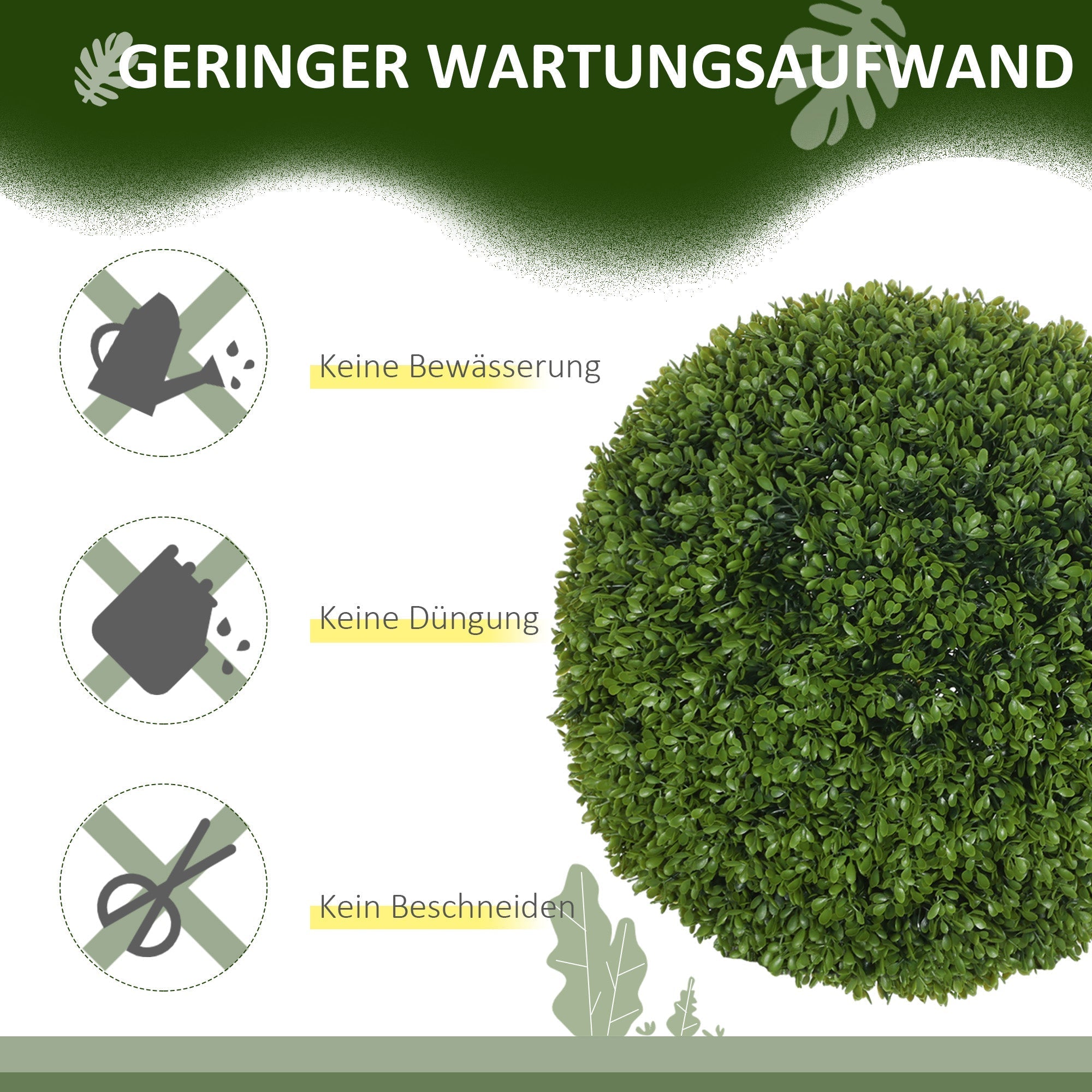 Artificial Boxwood Balls, Set of 2, 40 cm Fake Plastic Plants