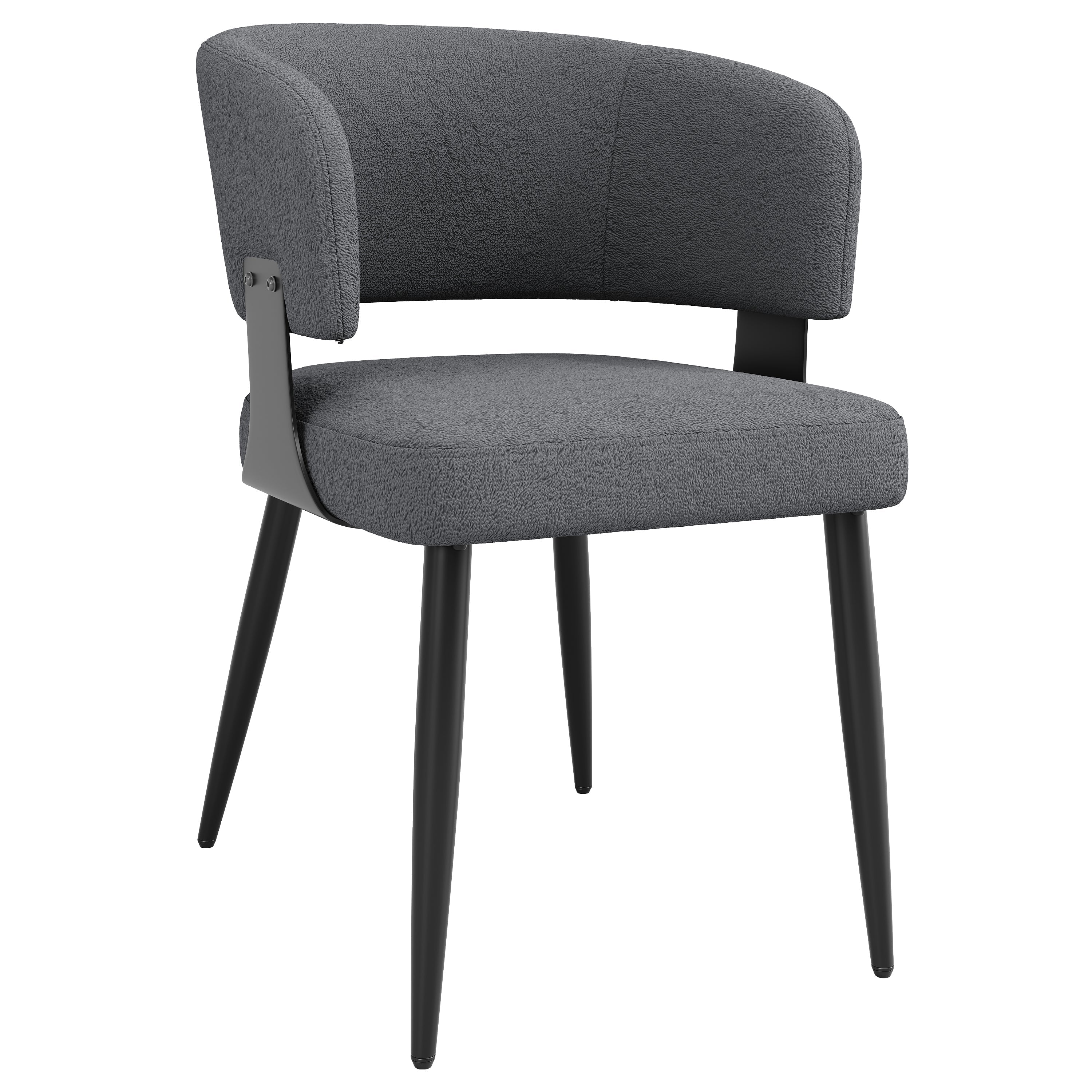 Ergonomic Dining and Vanity Chair Set of 2 with Curved Backrest, Beige and Grey Flannel