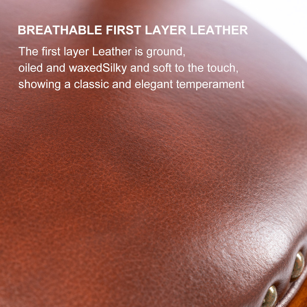 Cow Top Leather Wooden Bar Stools, 360° Swivel with Backs