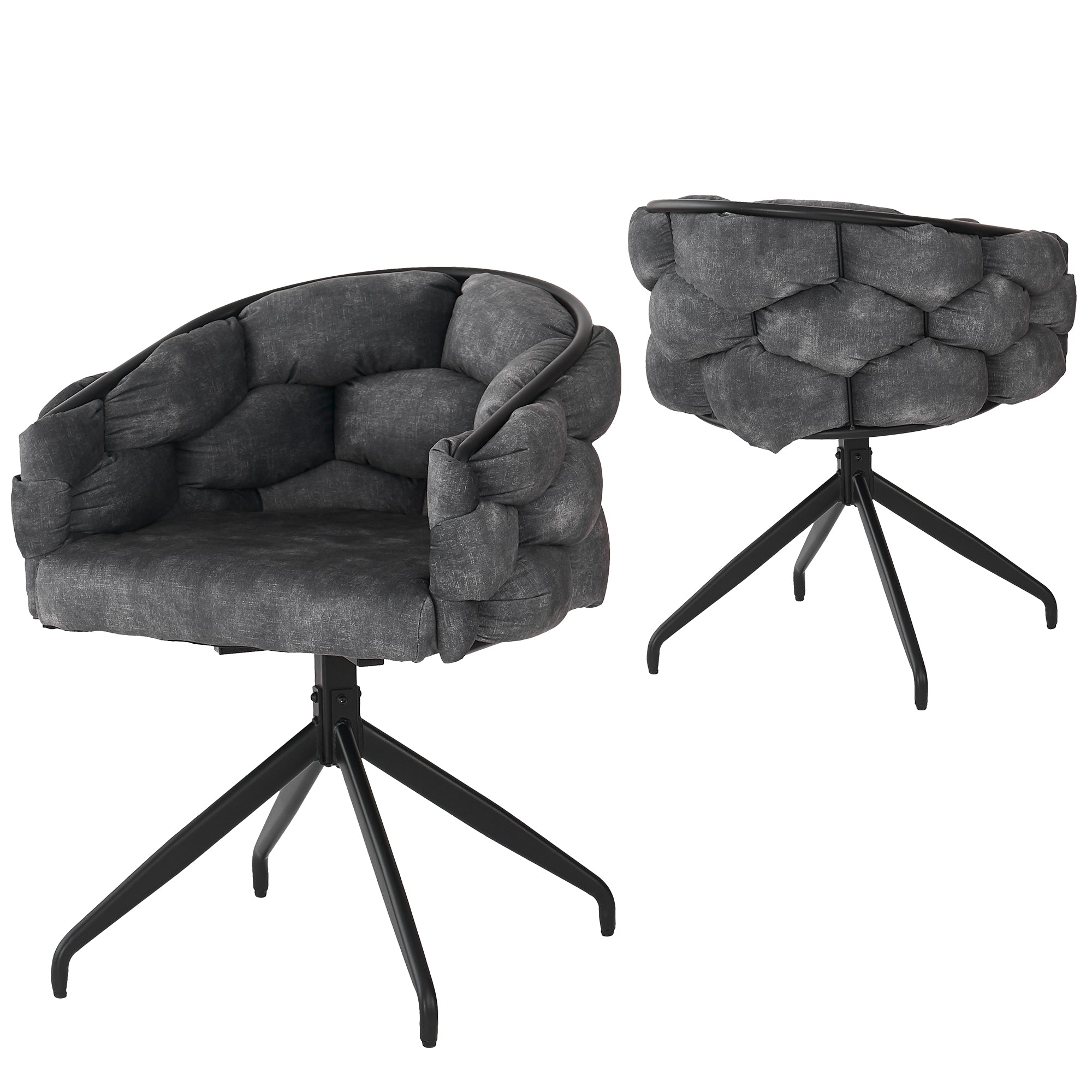 Luxury Velvet Swivel Chairs Set of 2 360° Ergonomic - Grey