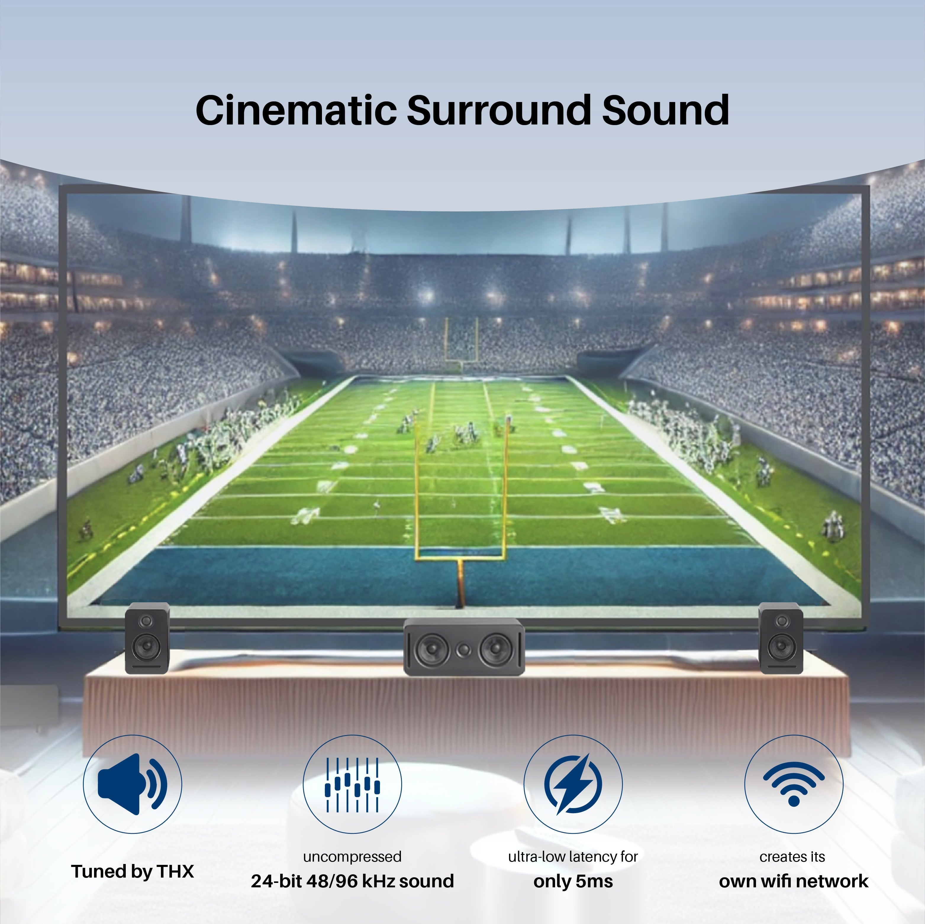 5.1 Wireless Home Cinema System Dolby Atmos Monaco Set - Black