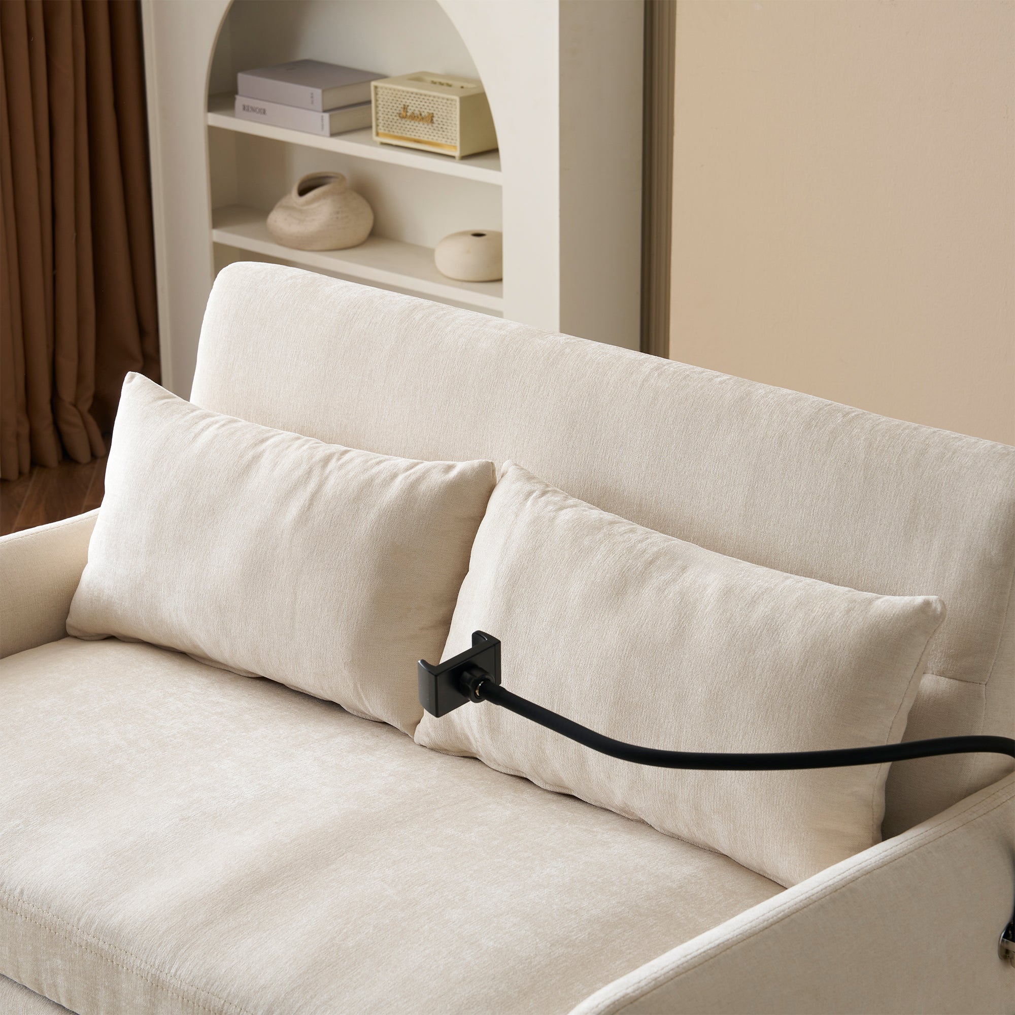 Sofa Bed, Modern Double Folding with Adjustable Backrest, USB Charging, Multifunctional
