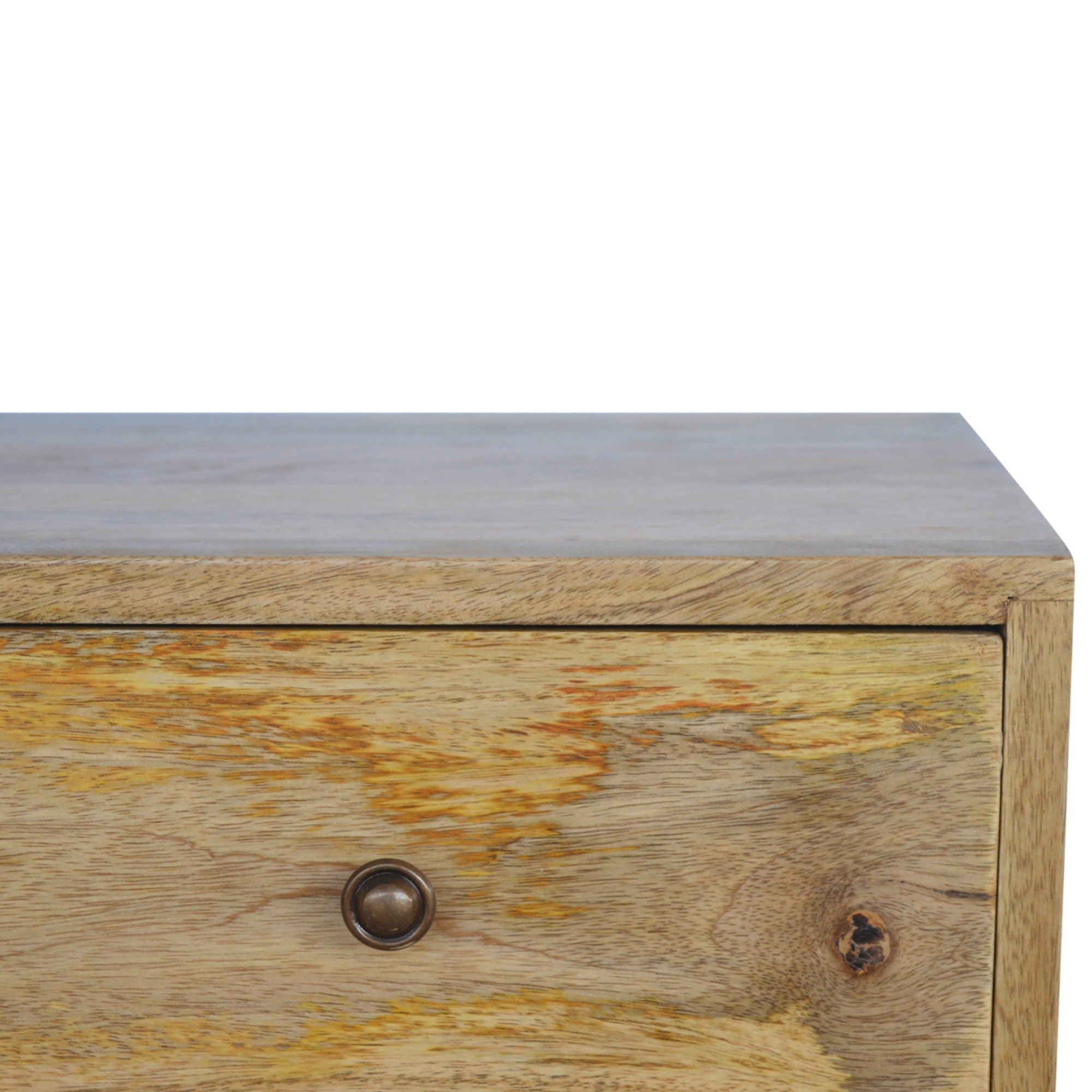 Solid Wood Nordic Entertainment Unit, 4 Drawers 2 Open Slots, Beige