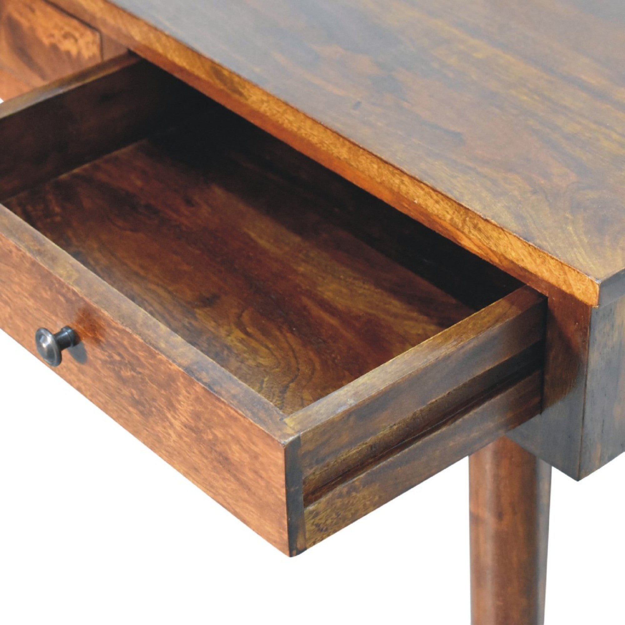 Hallway Console Table, 2 Drawers, Nordic Legs, Chestnut Solid Wood